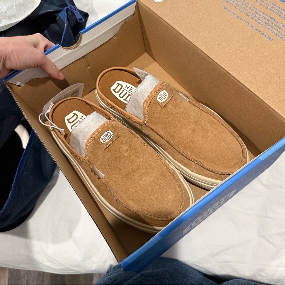 NWT HEYDUDE Austin Lift Classic Slip-On Sneakers - Tan Suede - Picture 7 of 7